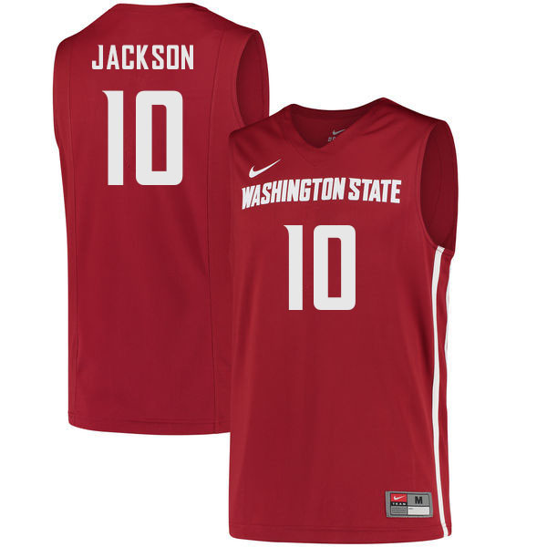 Washington State Cougars #10 Dishon Jackson College Basketball Jerseys Sale-Crimson